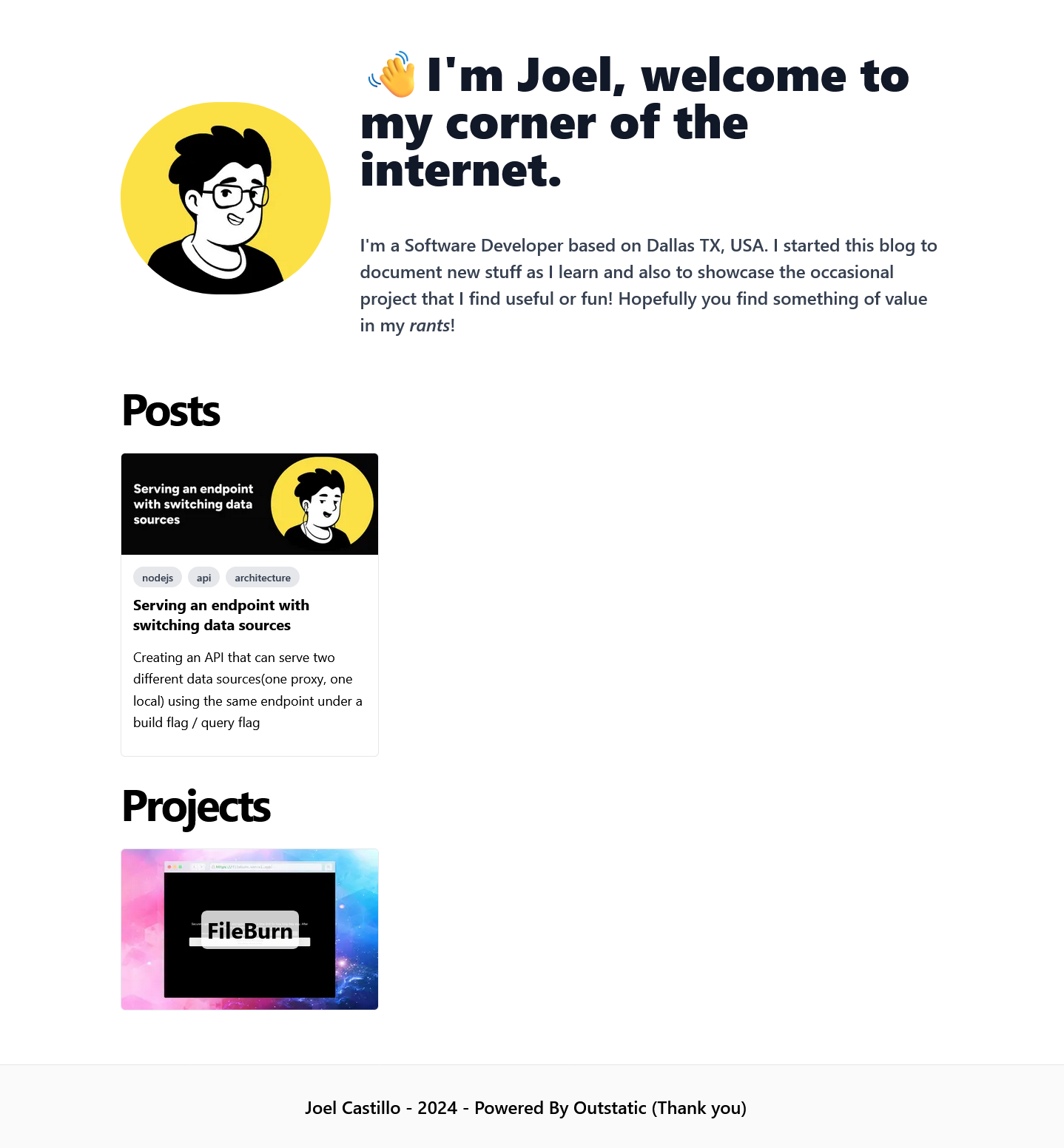 Personal blog homepage